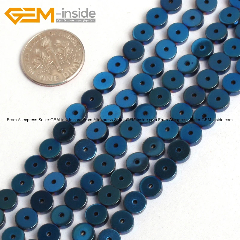 Жемчужные бусины с голубым металлическим покрытием отражающие гематитовые