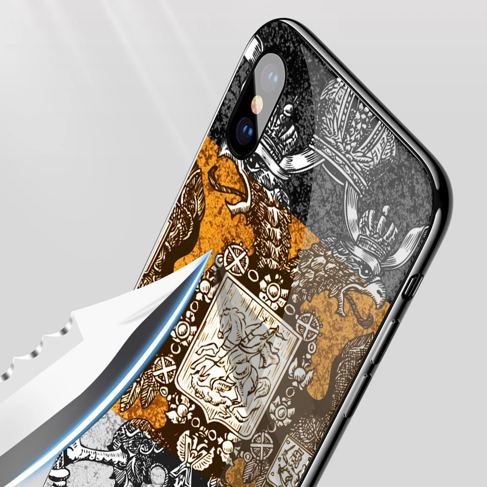 Lavaza Россия герб двуглавый орел закаленное стекло мягкий чехол для iPhone 6 6S 7 8 Plus 5 5S
