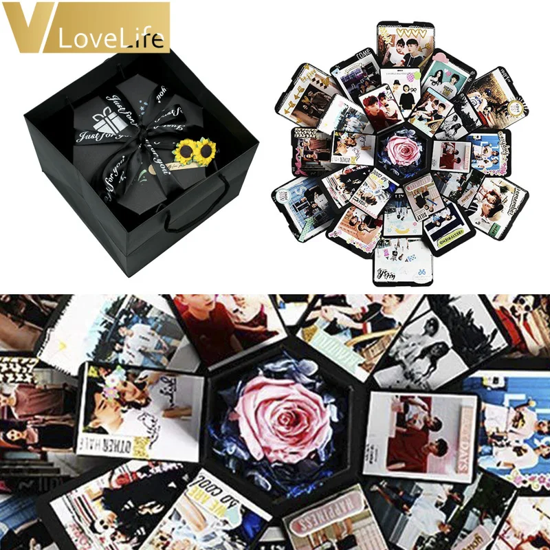 Удивительная коробка-взрывная сюрприз, загадочный набор для скрапбукинга с фотоальбомом для подарков на День Святого Валентина, свадебные подарки, подарки на день рождения, Рождество.