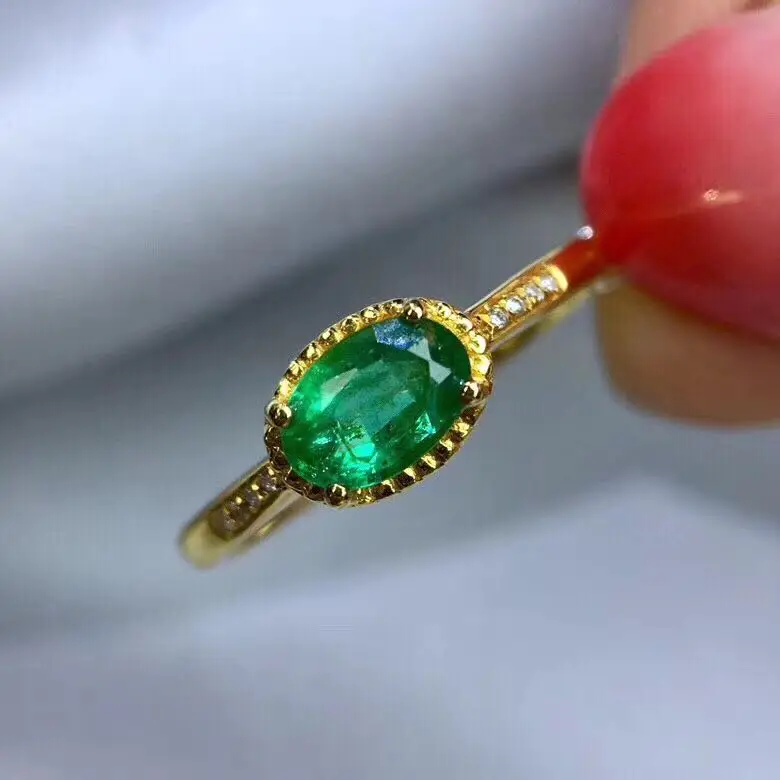 Королевское серебряное Изумрудное кольцо 4 мм* 6 мм натуральное Коламбия изумруд обручальное кольцо Твердое Серебро 925 пробы изумруд кольцо для женщин