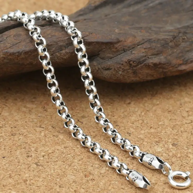 Collier en argent pur de 3mm d'épaisseur  chaîne à maillons en O  chaîne de pull  bijoux en argent