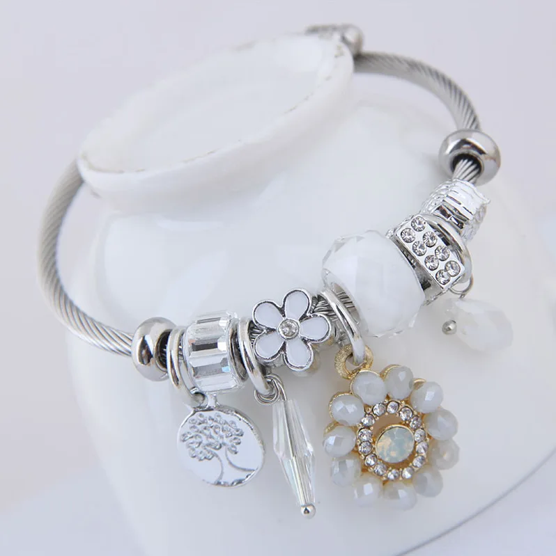 2019 корейская версия дикого кристалла цветок кулон из бисера браслет Мульти