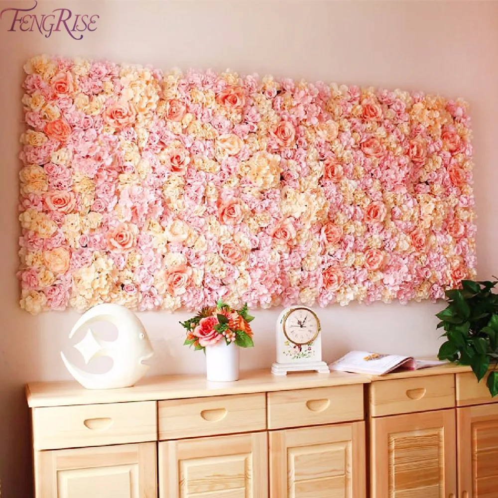 

FENGRISE 40x60 см Искусственный Шелковый цветок, настенная панель, цветы шампанского, Гортензия, свадебное украшение, декор для свадебной вечерин...