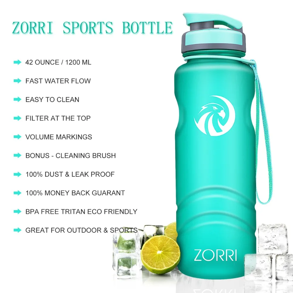 ZORRI бутылка для воды Trinkflasche BPA бесплатно бутылка для воды модный спортивный скраб для туризма и кемпинга бутылка для воды 1200 мл
