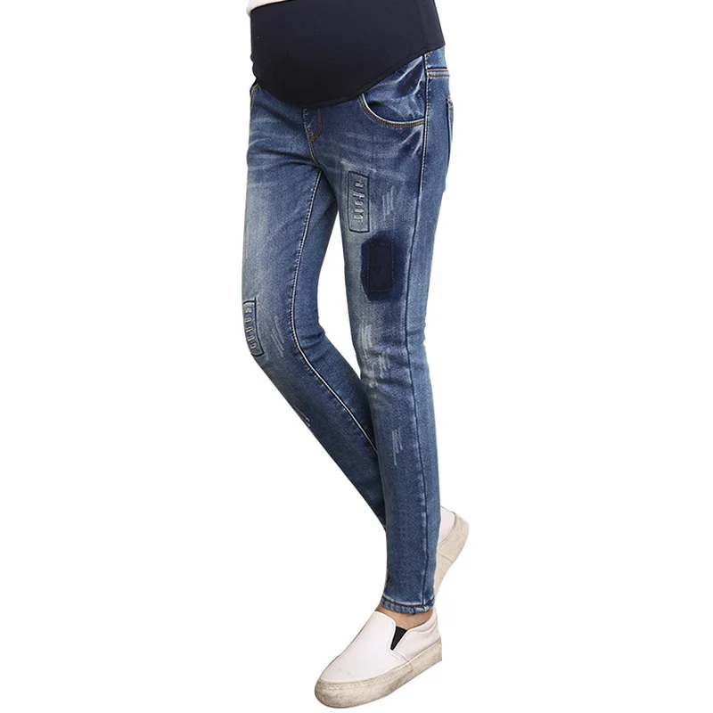 2018 зима осень для беременных женщин Регулируемый Брюшной деним плюс вельветовые