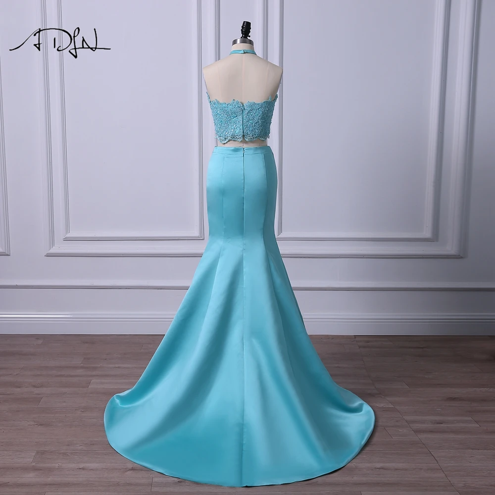 ADLN Sexy Two Piece Evening Dresses Halter Mermaid Prom Gown Robe de Soiree Custom Size Satin Formal Party Wear | Свадьбы и