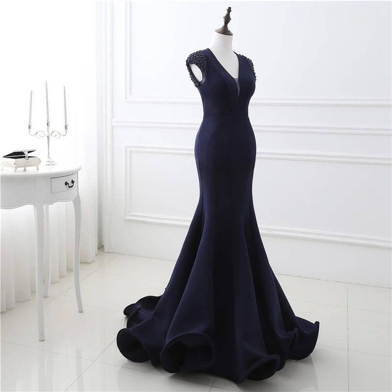 Forevergracedress реальные фотографии длинные Темно синие вечернее платье элегантный V
