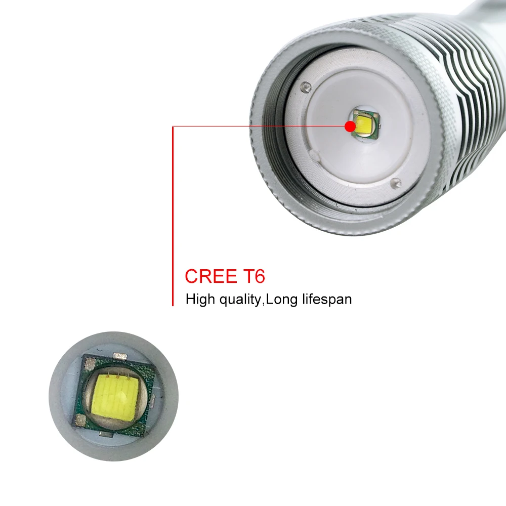 Высокий люмен XML-T6 светодиодный фонарик IP65 Водонепроницаемый 18650 AAA батарея для