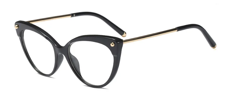 SHAUNA TR90 Temple Tip Retro Women Cat Eye Glasses Frame Fashion Mix Colors Eyeglasses Frame - Frame Color: Black
