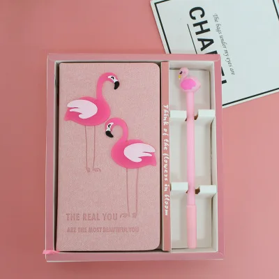 2 flamingos Милый дневник для записей Рождественский подарок розовый набор блокнотов в виде сердца для девочек пара Фламинго коробка набор книг подарок канцелярские принадлежности для школьников дневник - Цвет: 2 flamingos