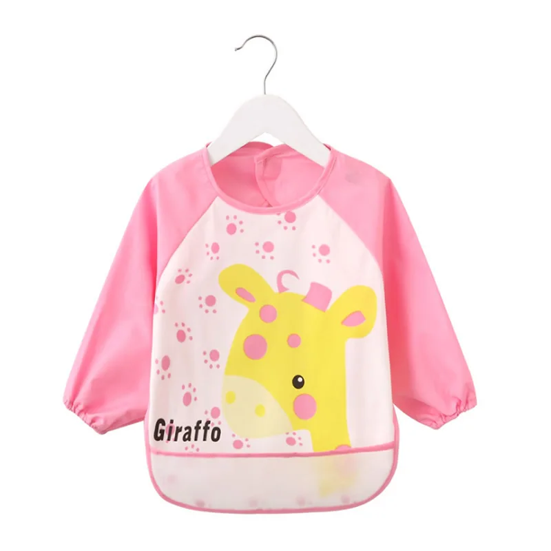 0-3 years baby bibs Waterproof long sleeve babies accessories for eating painting easy wash Cartoon smock For boys girls | Детская