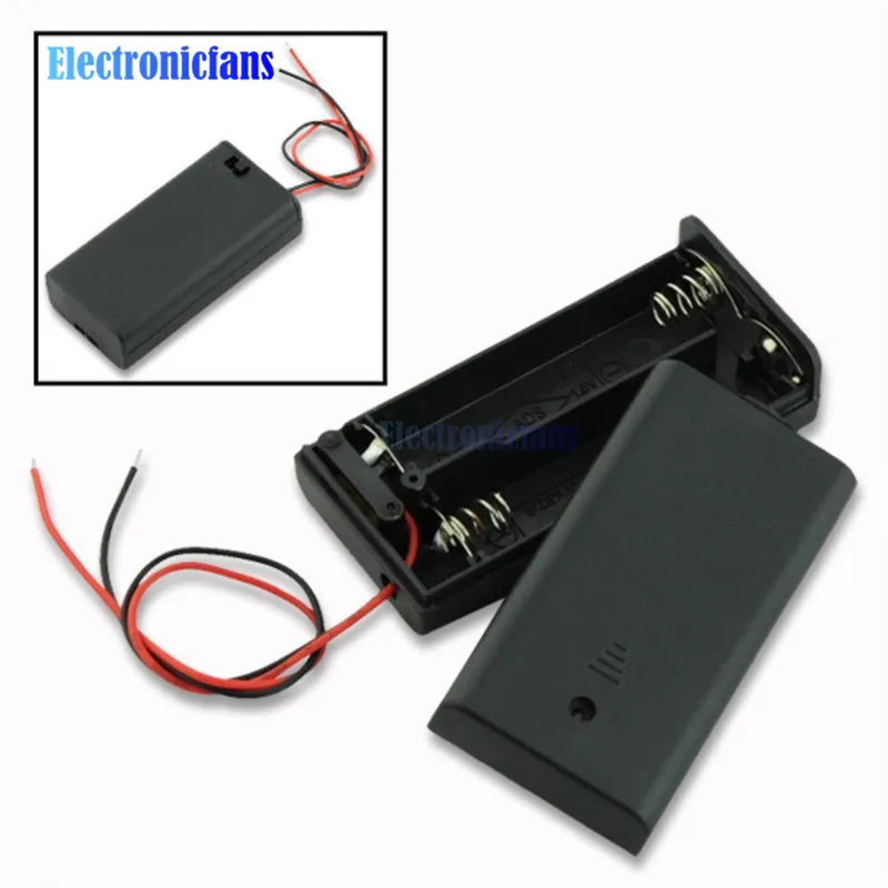 Чехол для хранения 2 батарей AA пластиковый контейнер держатель с кабельным