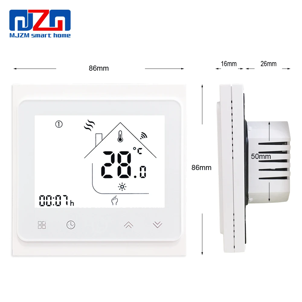 MJZM 16A-002-WiFi термостат контроллер температуры для электрического напольного отопления работает с Alexa Google Home белый черный