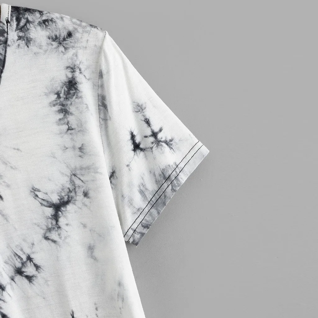 Женская футболка с коротким рукавом V образным вырезом и принтом|Футболки| |