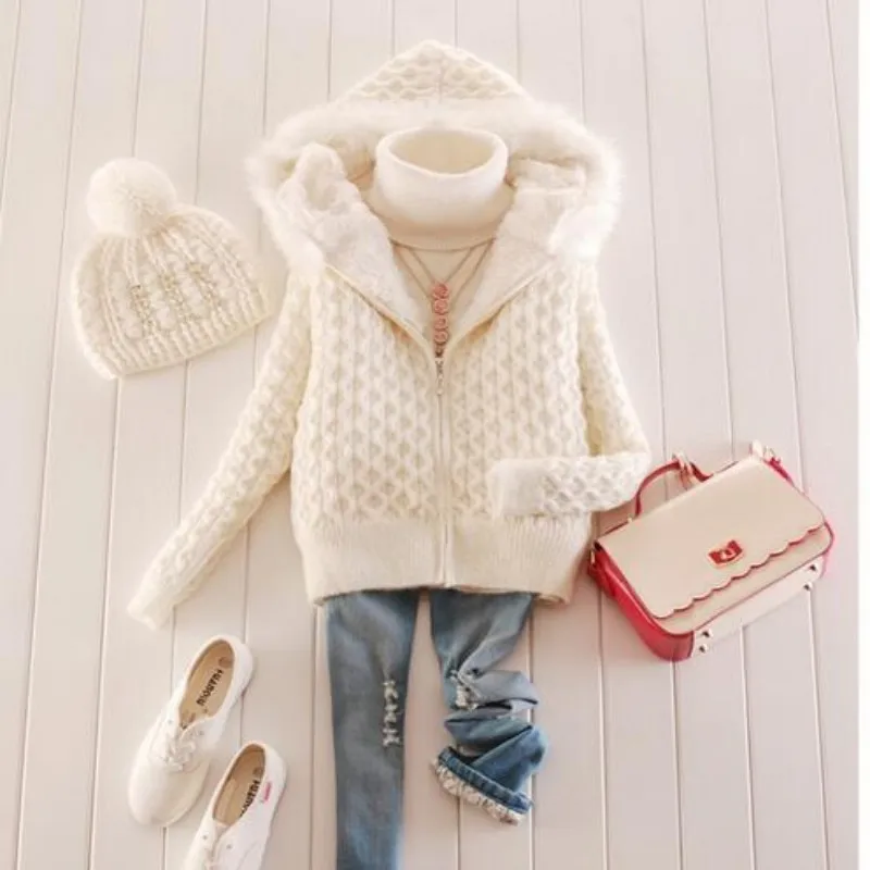 Теплый зимний женский свитер шерстяные свитера с капюшоном Женский утепленный