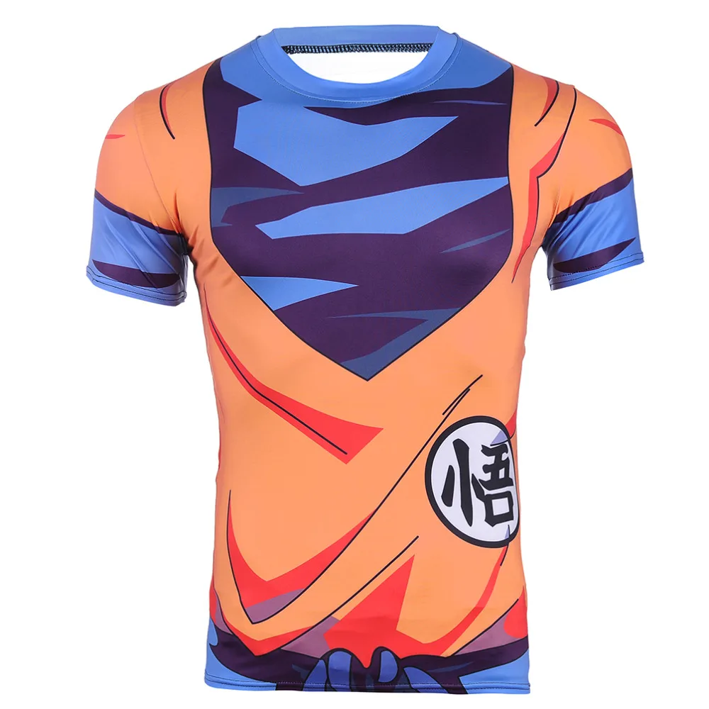 Новая модная футболка с драконом и мячом Saiyan Goku Мужская облегающая