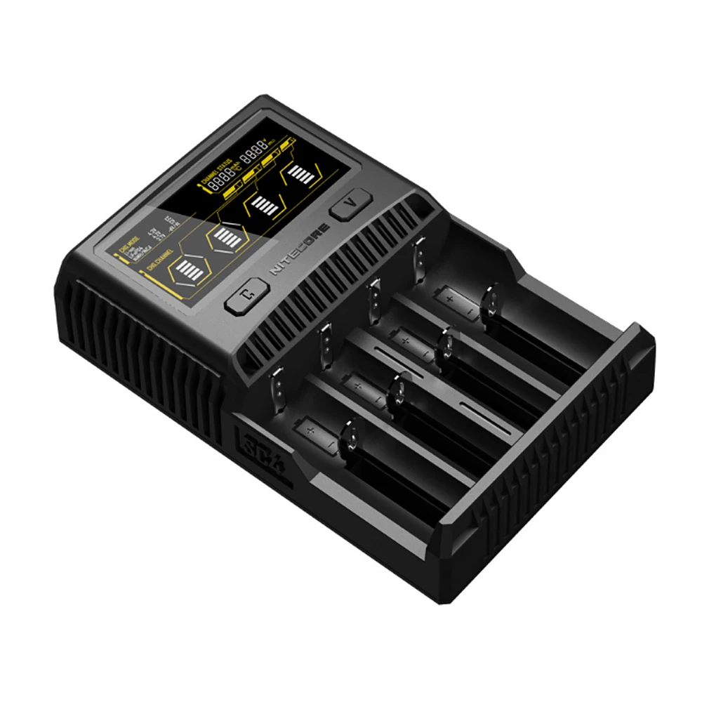 NITECORE SC4 интеллектуальное зарядное устройство для быстрой зарядки превосходное зарядное устройство с 4 слотами 6A общий выход совместимый IMR 18650 14450 16340 AA аккумулятор
