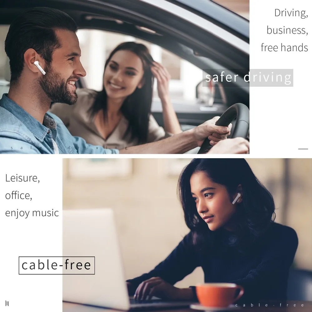 Bluetooth наушники, GUSGU мини Беспроводные спортивные наушники стерео-наушники с шумоподавлением и чехол для зарядки для iPhone