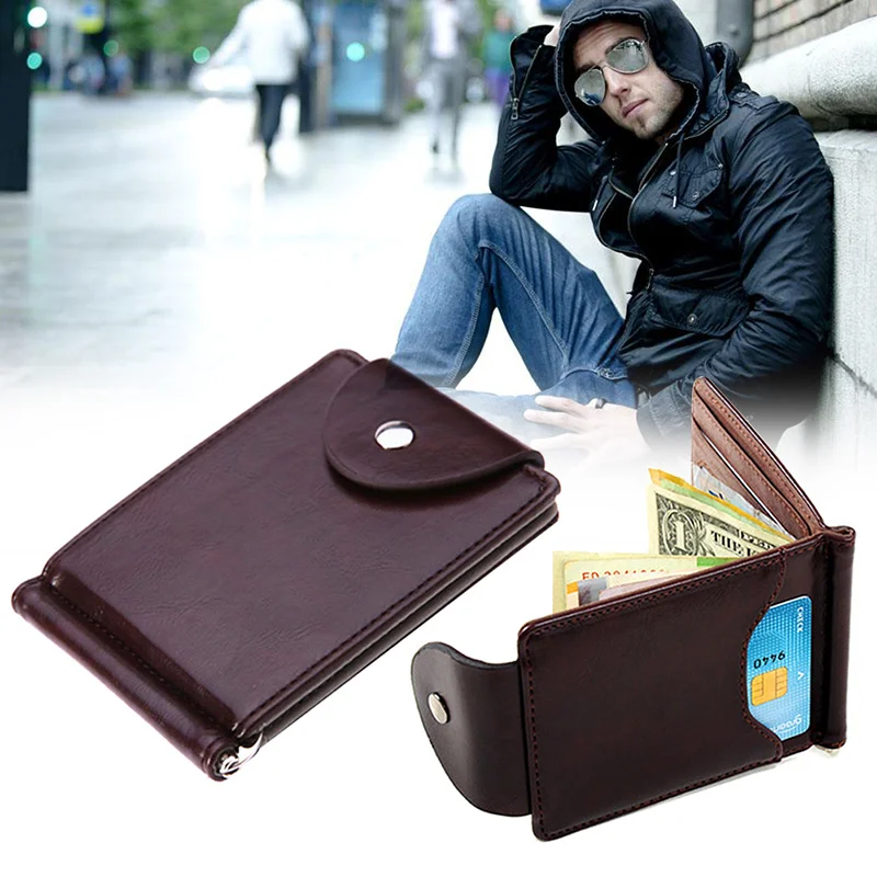 

Men Wallet Purse Short Design Fashion Buckle PU Leather Durable For Money Card Coin Portefeuille Pomme Dropshipping