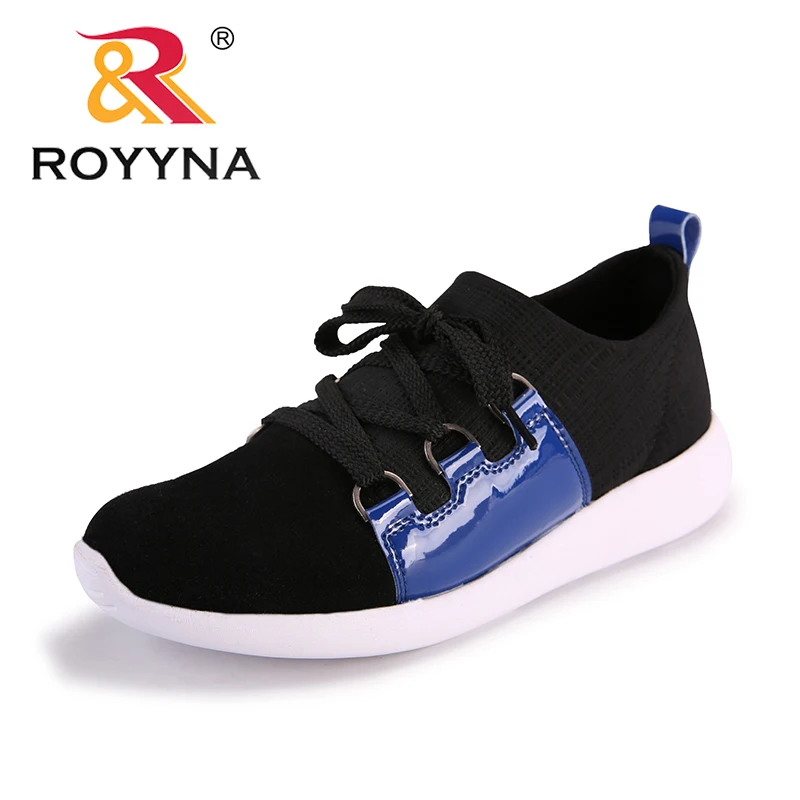 ROYYNA/новые женские кроссовки в классическом стиле, Женская Удобная Обувь На Шнуровке, женская повседневная обувь из микрофибры, легкая - Цвет: black blue-E