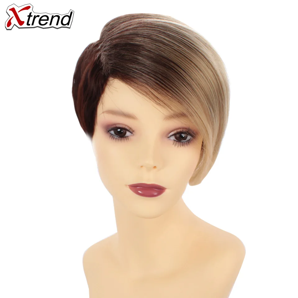 Синтетические короткие прямые волосы Xtrend 6 дюймов 110 г парики для женщин Омбре