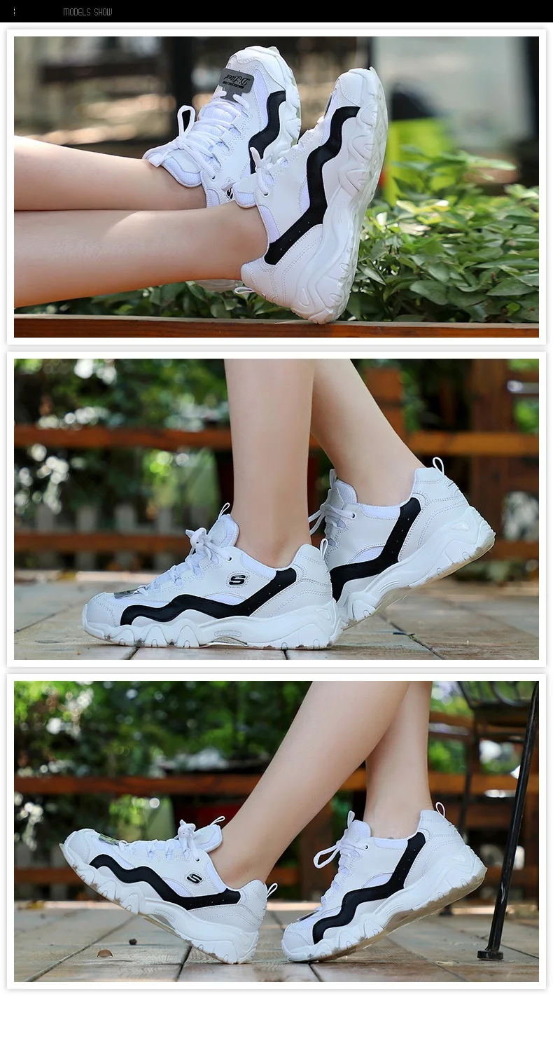 Skechers D'LITES, Для женщин обувь светильник удобная женская обувь на толстой подошве; кроссовки из дышащего материала Женская обувь 88888001-WBK