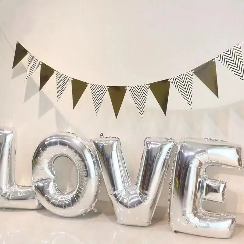 1pc Giant Gold Silver Love Balloons Marriage Wedding Party Cursive Engagement Decorations Bride Shower Birthday Gifts Supplies | Дом и сад