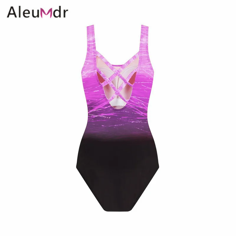 Aleumdr купальный костюм женский летний из одного предмета синий градиент крест