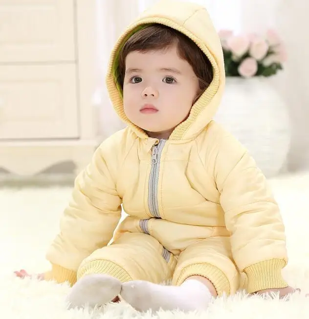 beige Зимняя одежда для малышей теплая верхняя одежда с хлопковой подкладкой детские комбинезоны детский зимний комбинезон, парки для новорожденных, Размер 2T - Цвет: beige