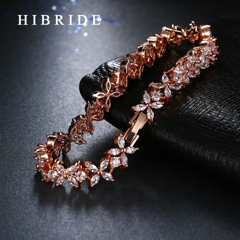 Браслеты и браслеты hibrid с фианитом белого/розового золота новый дизайн B 36|wedding