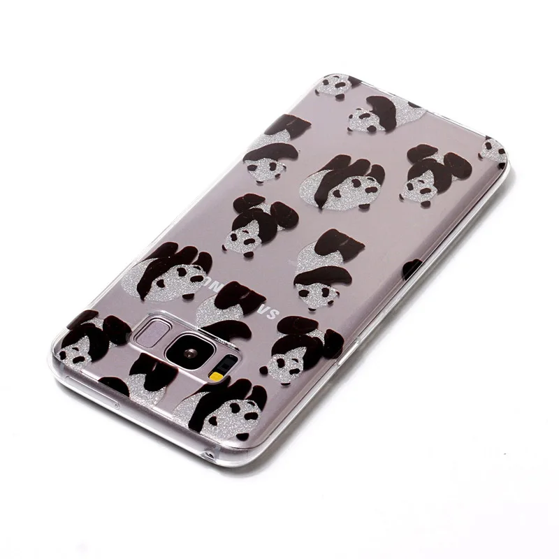 UVR Funny Sparkle Glitter Cute Panda Baby Soft Clear Transparent Cover Case Carcasa Funda for Samsung Galaxy S8 Plus Coque |