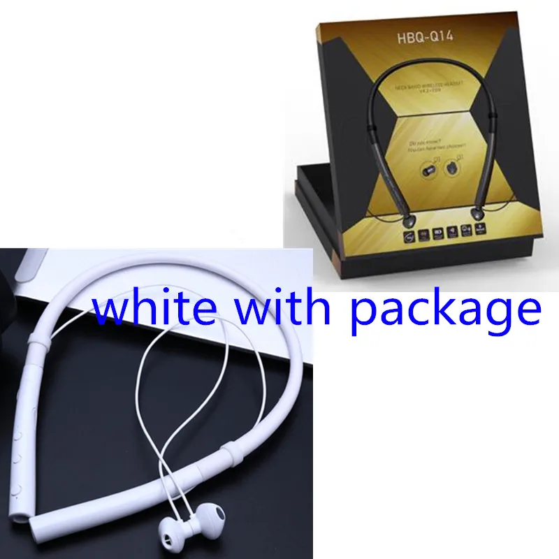 White With Package Q14 Bluetooth наушники беспроводные наушники с шейным ремешком стерео гарнитура с защитой от пота магнитные наушники для телефона iPhone Xiaomi LG - Цвет: White With Package