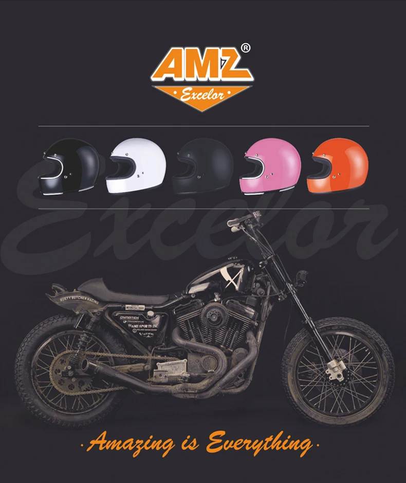 Новое поступление AMZ 918 Полнолицевой мотоциклетный шлем для мужчин и женщин chopper moto racing винтажные мото rbike шлемы Ретро шлемы