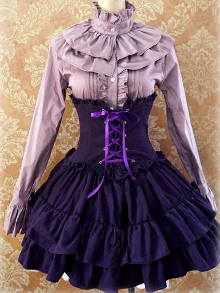 Готическое платье лолиты SK Lavender с высокой талией на шнуровке с оборками юбка Лолиты