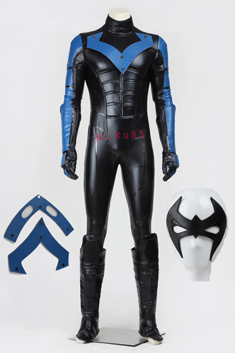 Высокое качество Хэллоуин Косплэй Бэтмен Молодые юстиции Nightwing костюм полный комплект комбинезон черный Любой Размер