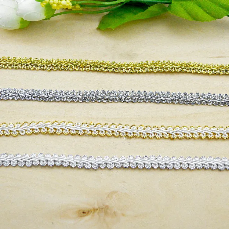 20yards 0.8cm gold silver yarns trim lace ribbon for clothing dress decoration accessory DIY sewing garment braid | Дом и сад
