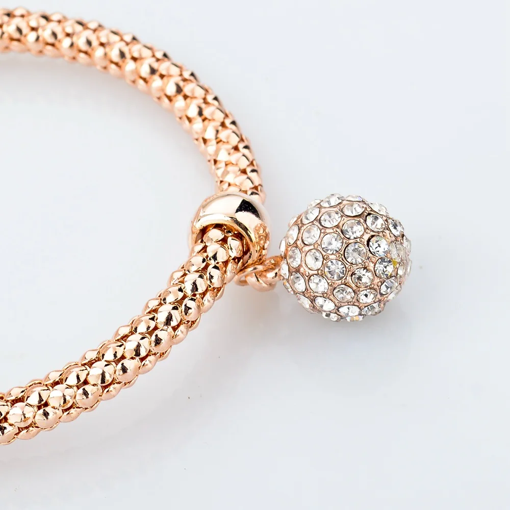 3Pcs Elastic Chain Gold Bracelets For Women 2019 Fashion Jewellery Crystal Ball Pendant Charm Pulseria SBR150181 | Украшения и