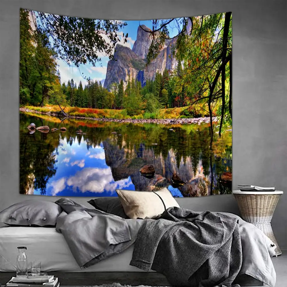 Tapestry Wall Hanging Bed Spread Beach Towel Table Cloth Yoga Mat Home Decoration Landscape Design Rectangle 150cmx130cm | Дом и сад