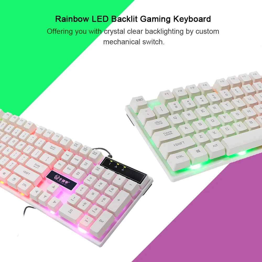 USB клавиатура игровая механическая проводная с радужной светодиодной
