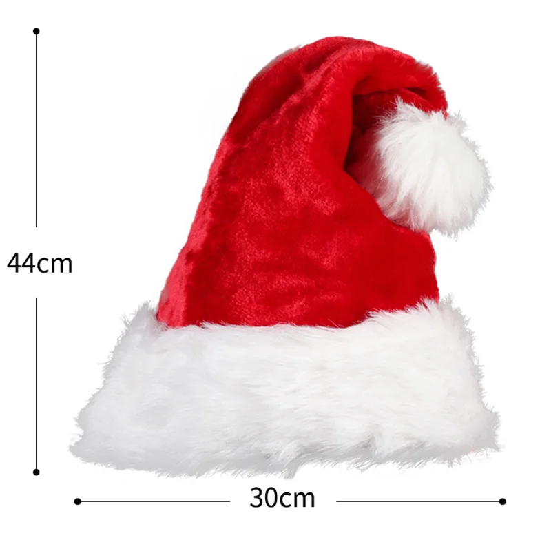 Двухслойная Рождественская шапка из плюша шляпа Санта Клауса рождественские