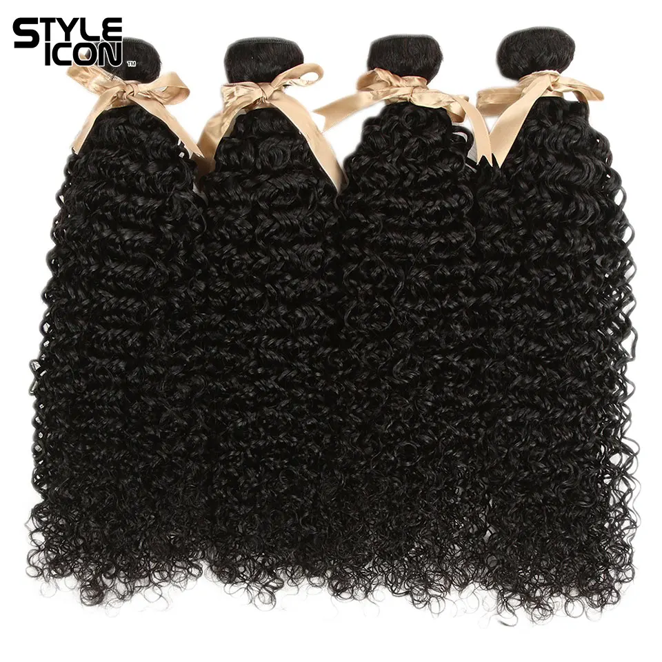 Styleicon курчавые пучки с закрытием вьющиеся человеческие волосы фронтальной