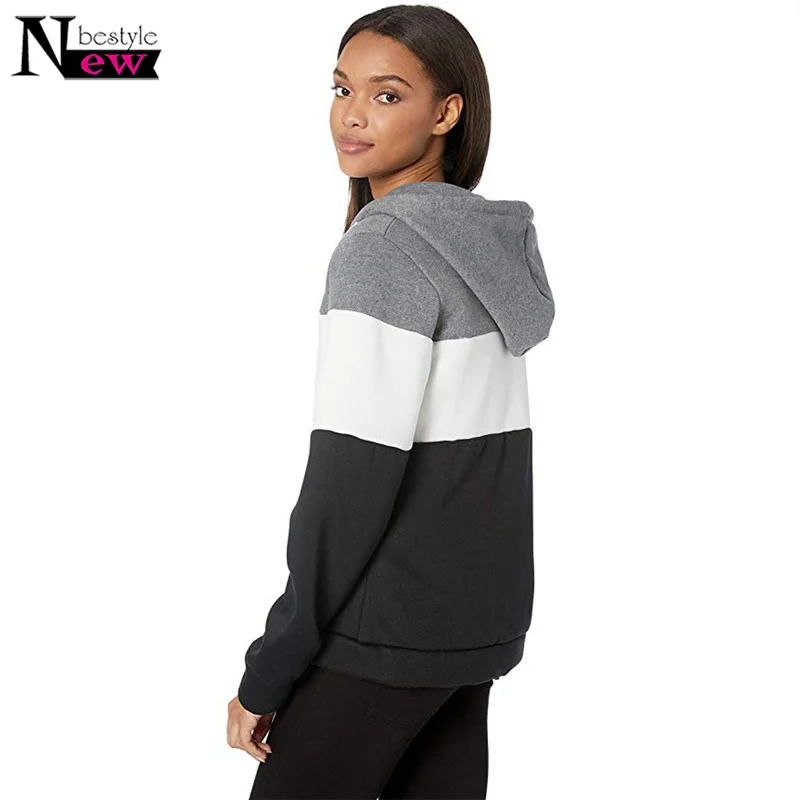 Повседневная Толстовка с цветными блоками Женская толстовка на молнии флисовая