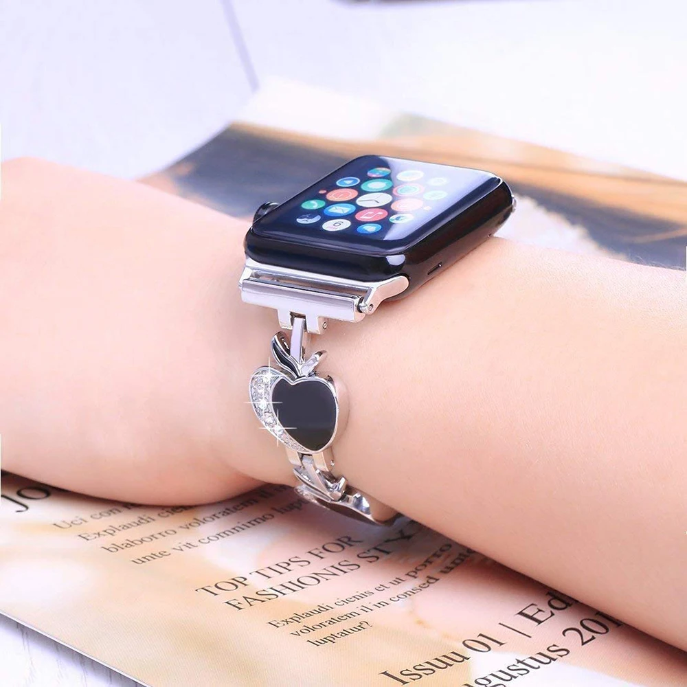 Браслет звеньевой для Apple Watch Band 4/3 38 мм 44 браслет iWatch 42 40 блестящий ручной работы