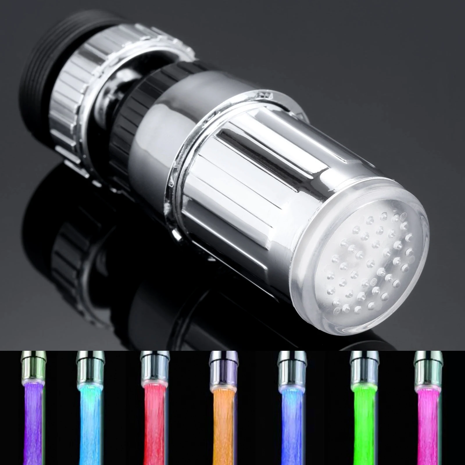 7 Colors Changeable Вращающийся цветной автоматический красный зеленый синий душ гидроэлектрический датчик температуры светодиодный светильник для водопроводной воды светящийся кран 5 цветов - Цвет: 7 Colors Changeable