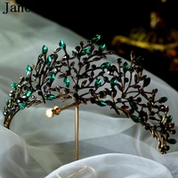 janevini green jewelry wedding crown vintage bridal tiara queen bride crowns pageant baroque party hairband hair ornament 2019