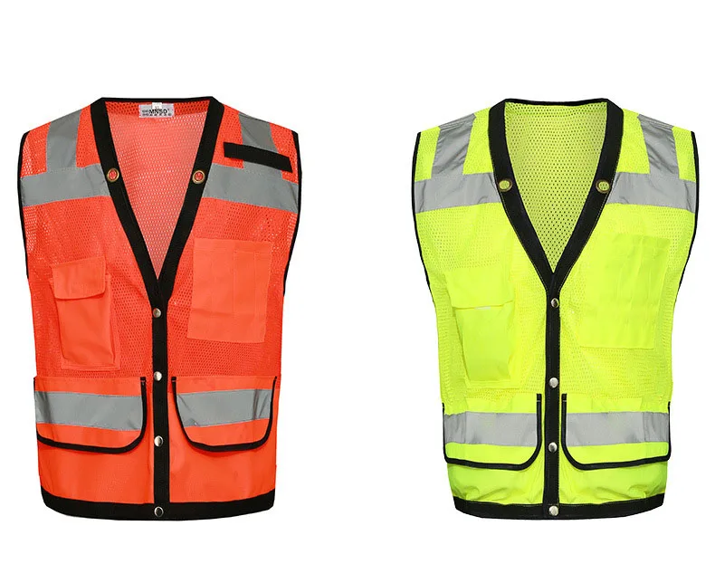 

YUANMINGSHI Cycling High Visibility Security Safety Vest Jacket Reflective Strips Work Wear Uniforms Reflective Cloth Vest