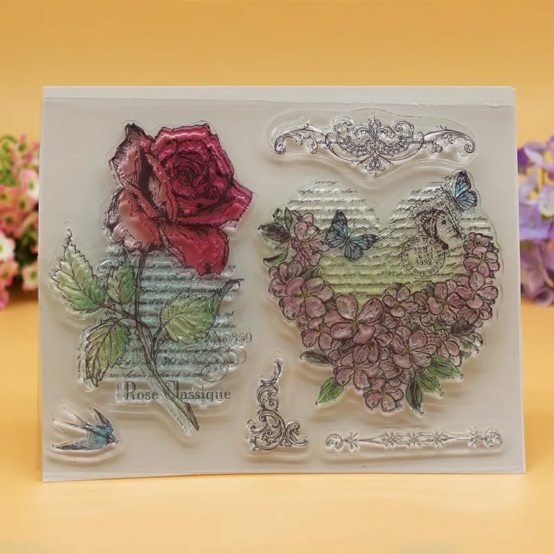 DIY Скрапбукинг альбомы птица классическая роза штамп/печать прозрачная
