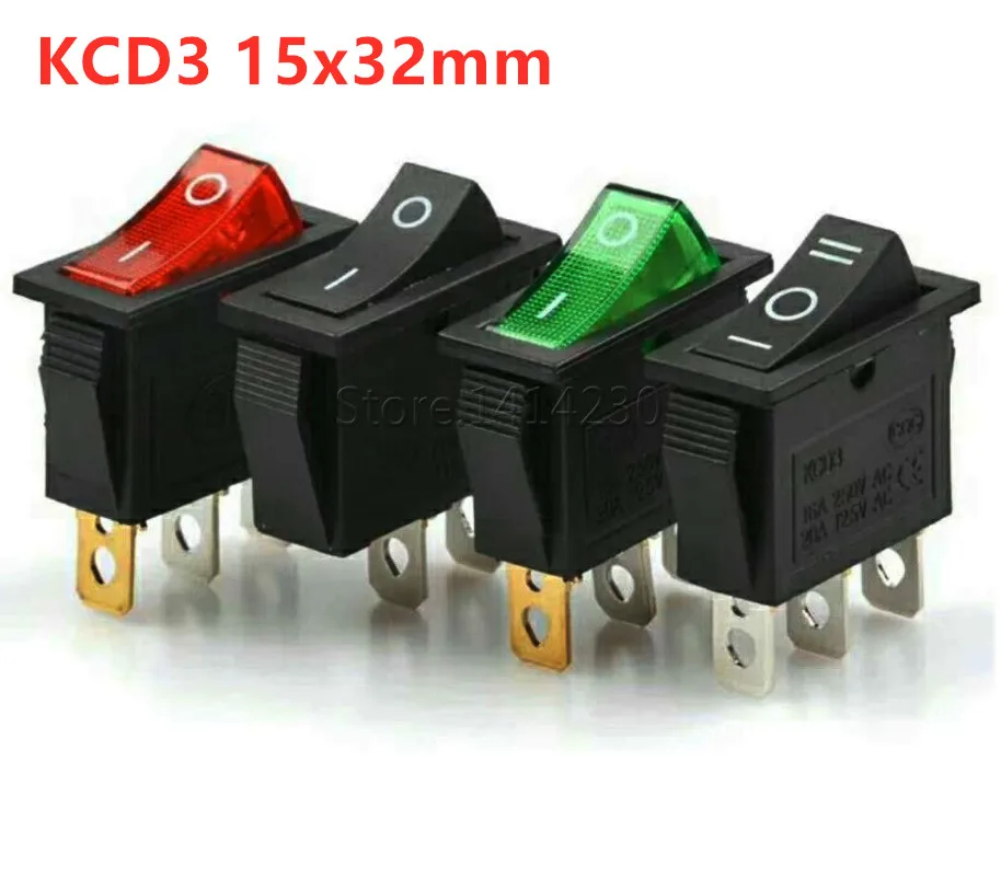 KCD3 кулисный переключатель 16A 250V 20A 125VAC 2Pin/3Pin ВКЛ-ВЫКЛ-на 2/3 позиции KCD3-102/N 15*, маленького размера, круглой формы с диаметром 32 мм Мощность переключателя сброса давления переключатель