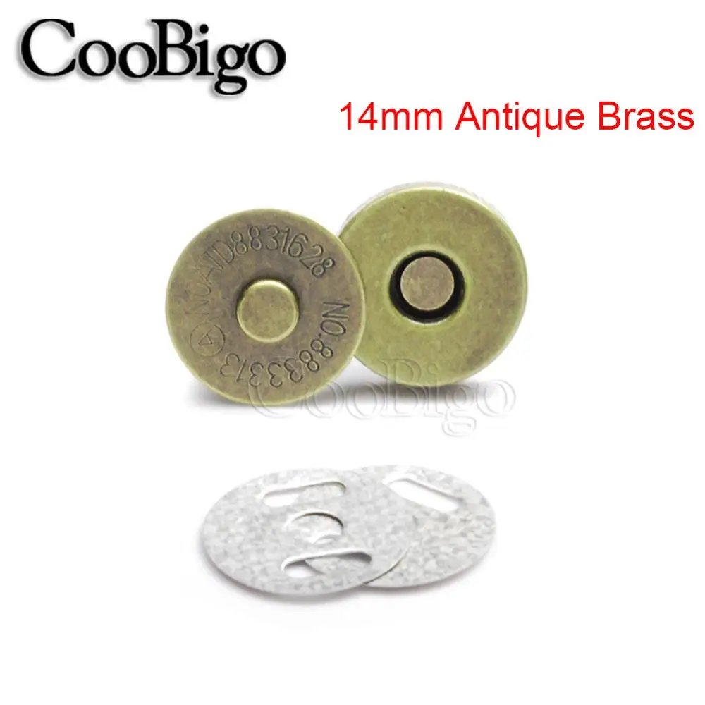 14mm Antique Brass Партиями по 5 комплектов Магнитные застежки-кнопки застежки, пуговицы металлические сумки из натуральной кожи, сумочка, кошелек, сшитая кожаная Запчасти аксессуары Dia. 10 мм 14 мм 18 мм - Цвет: 14mm Antique Brass