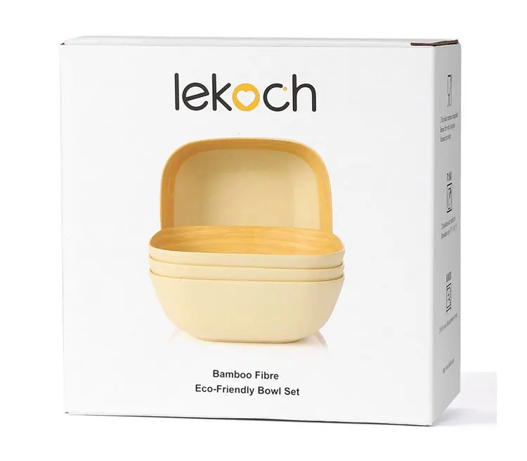 Lekoch миска для салата/фруктов, Экологичные бамбуковые миски для лапши быстрого приготовления, посуда для супа, посуда, 6 дюймов, Ramen Frutero, 4 штуки